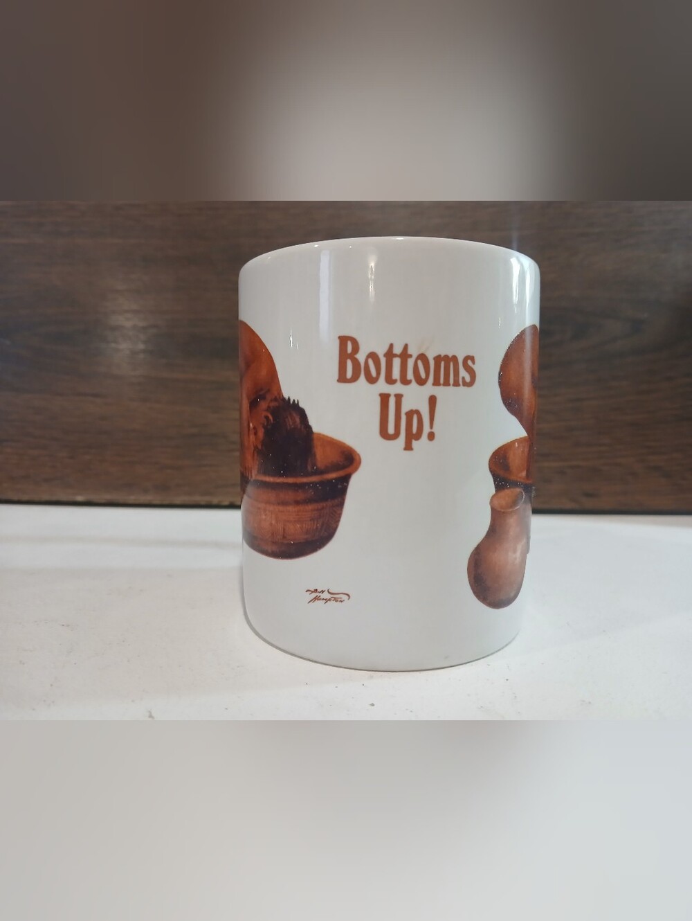 Vintage Leanin Tree Western "Bottoms Up" Cowboy Bath Humor Retro Ceramic Mug